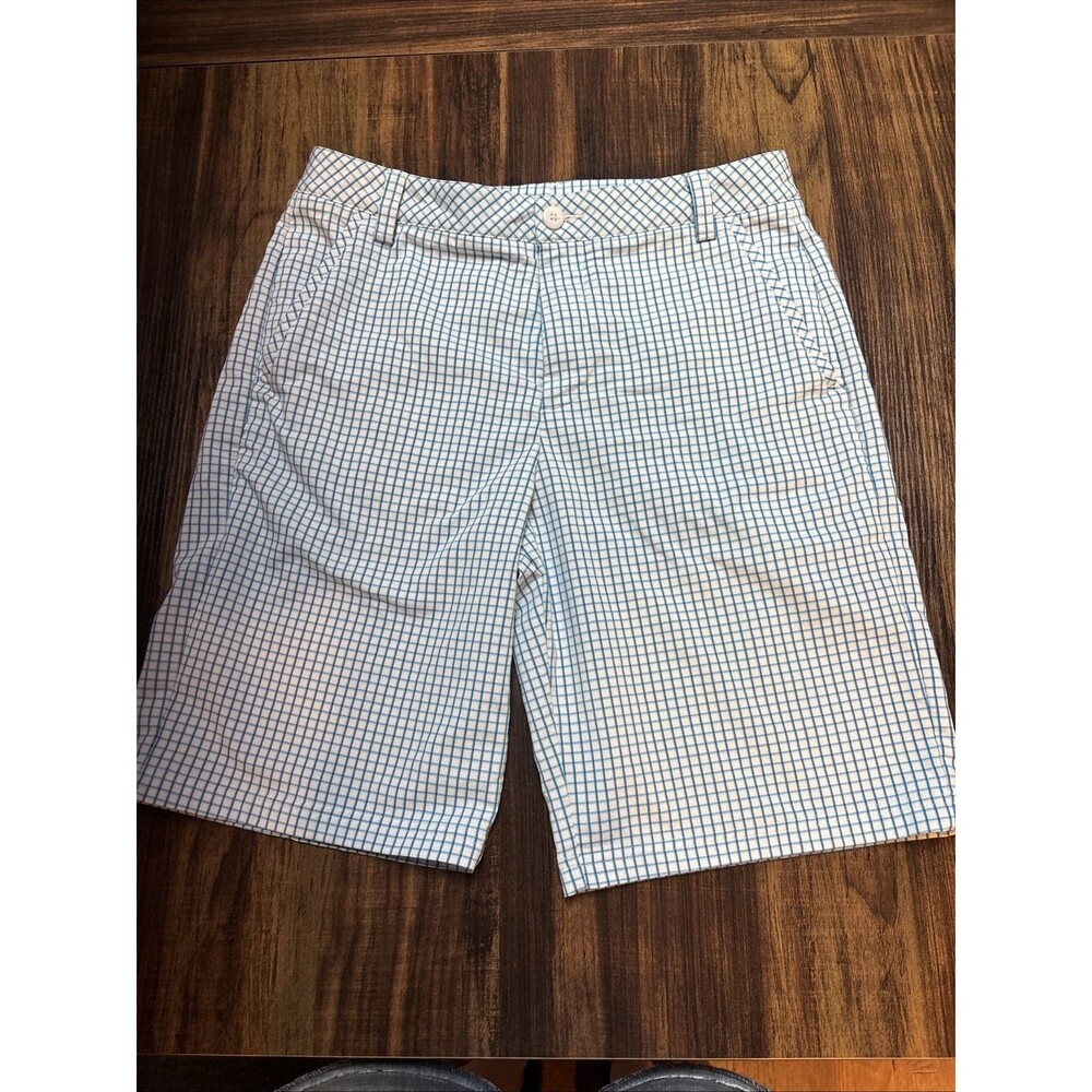 Puma GoTime Tech Golf Shorts Mens 32 Teal Blue Plaid Checkered